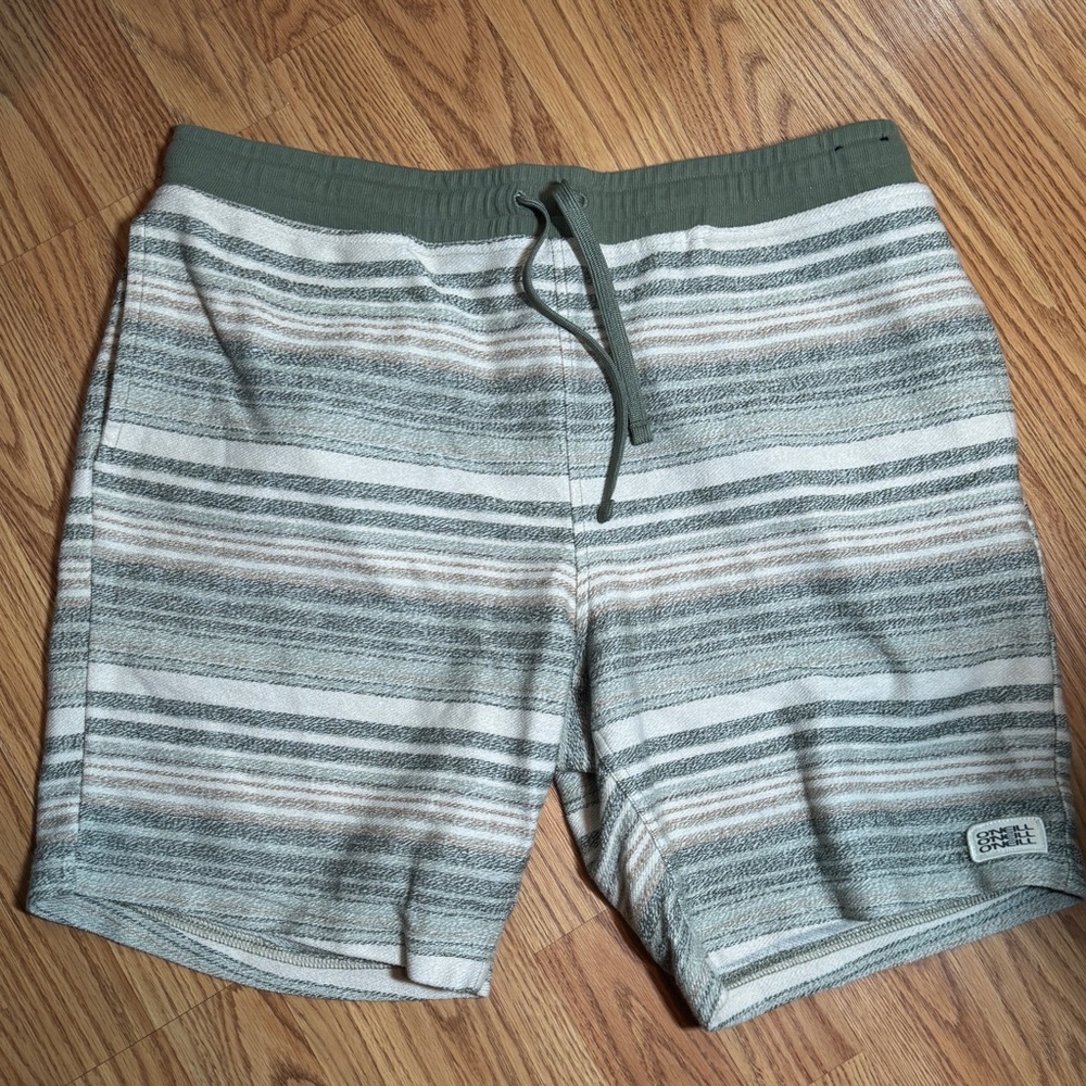 O'Neill Olive and Cream Striped casual beach Shorts